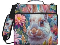 Organizador De Fichário Fofo E Colorido Com Estampa Coelho Flor Laptop 14 Polegadas, Poliéster Resistente À Água