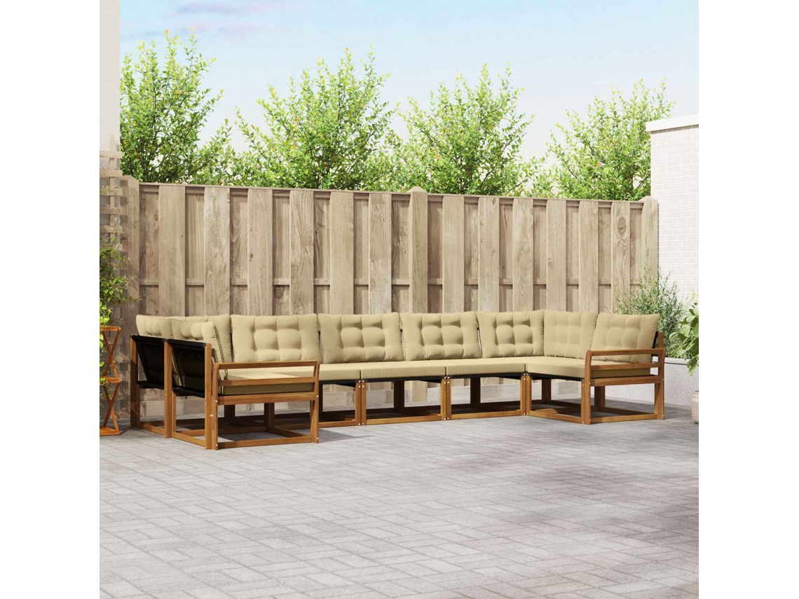 Vidaxl Conjunto De Sofás Para Exterior 7 Unid. Natural E Bege