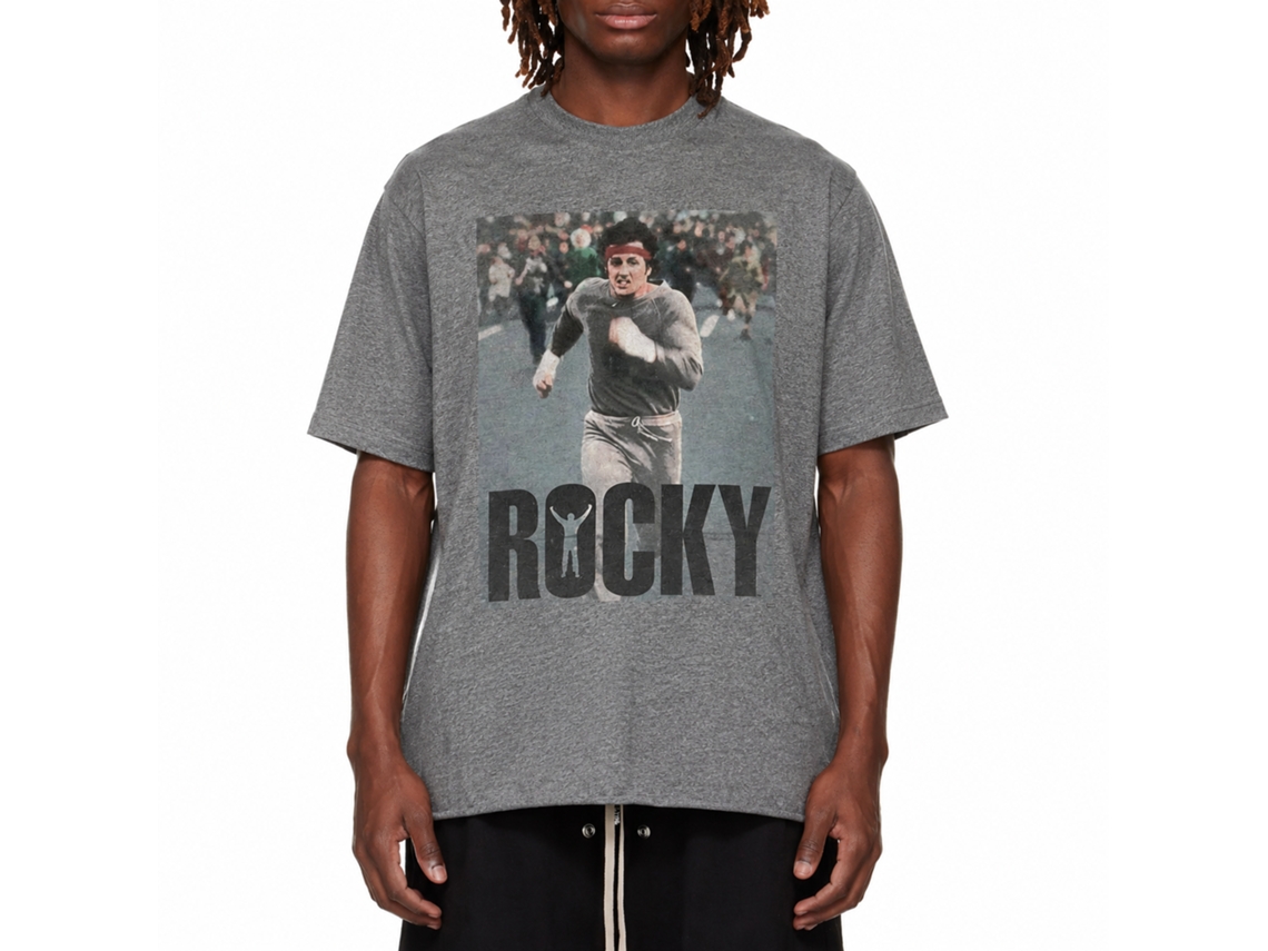 Rockinstone Rocky Movie Am Doing A Run Heather Graphite Adult T-shirt Size:m