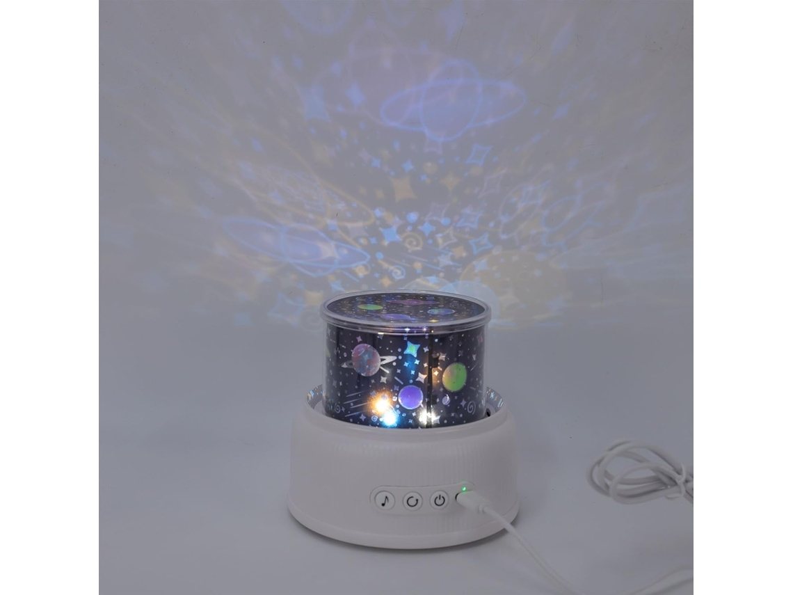 Projetor de luz noturna recarregável com 8 filmes e música para