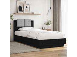 Vidaxl Estrutura De Cama Com Cabeceira Carvalho Preto