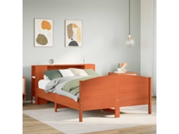 Vidaxl Cama Com Estante Sem Colchão 150x200 Cm Pinho Maciço