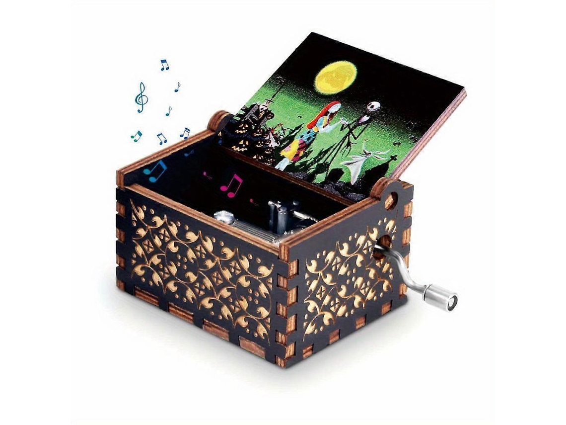 Caixa de Música Manual com Manivela e Gravação a Laser para Véspera de Natal, Mini Clássica em Madeira, Presente Retrô, Aniversário, Dia AQUAFORGE