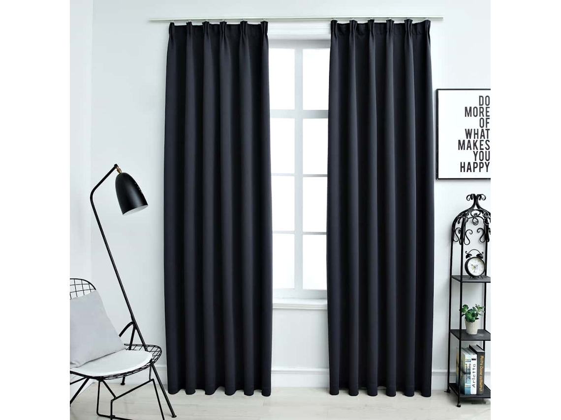 Vidaxl Cortinas Blackout Com Ganchos 2 Pcs 140x175 Cm Antracite
