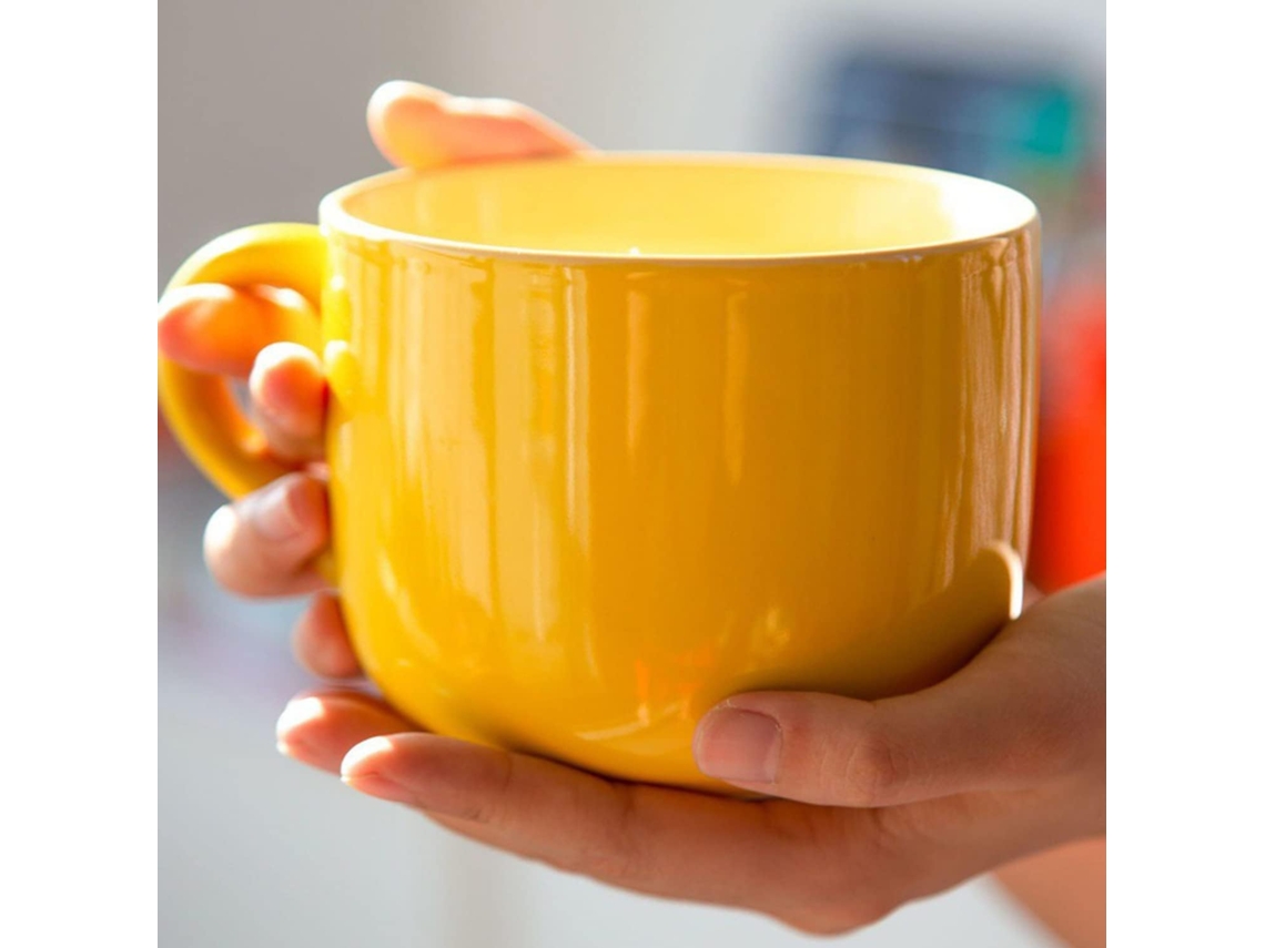 Caneca Grande Para Cereais Matinais Com Xícara De Café Henke, Chá Cerâmica, 650ml, Tigela Matinais, Presente Aniversário. Aquaforge