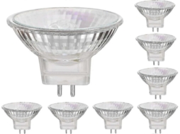 Lurelia Pack De 8 Lâmpadas Halógenas Mr16 Gu5.3 35w 12v, Branca Quente, Regulável, Sem Cintilação, Para Manchas