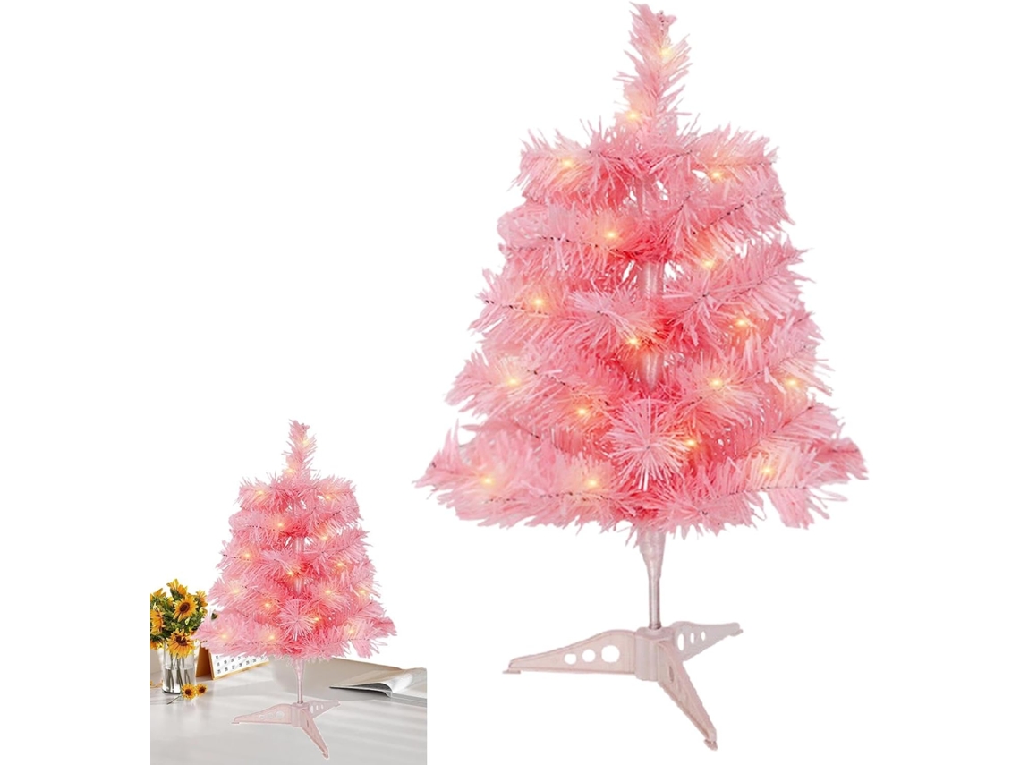 Pequena Árvore De Natal Rosa Com Luzes Led Artificiais Para Casa E Festas |