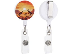Suporte retrátil Crachá com estampa de canguru australiano, ideal para mesa de trabalho e negócios.
