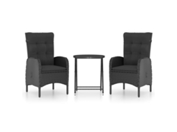 Bistro Set, Bistro Sets Vidaxl Preto Rattan / Vime (n/a)