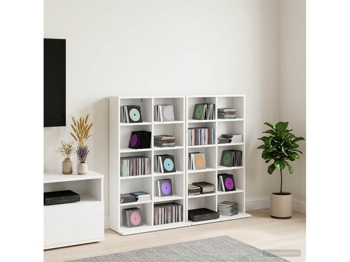 Vidaxl Armário Para Cd 2 Unid. Branco 65 X 23,5 X 97,5 Cm