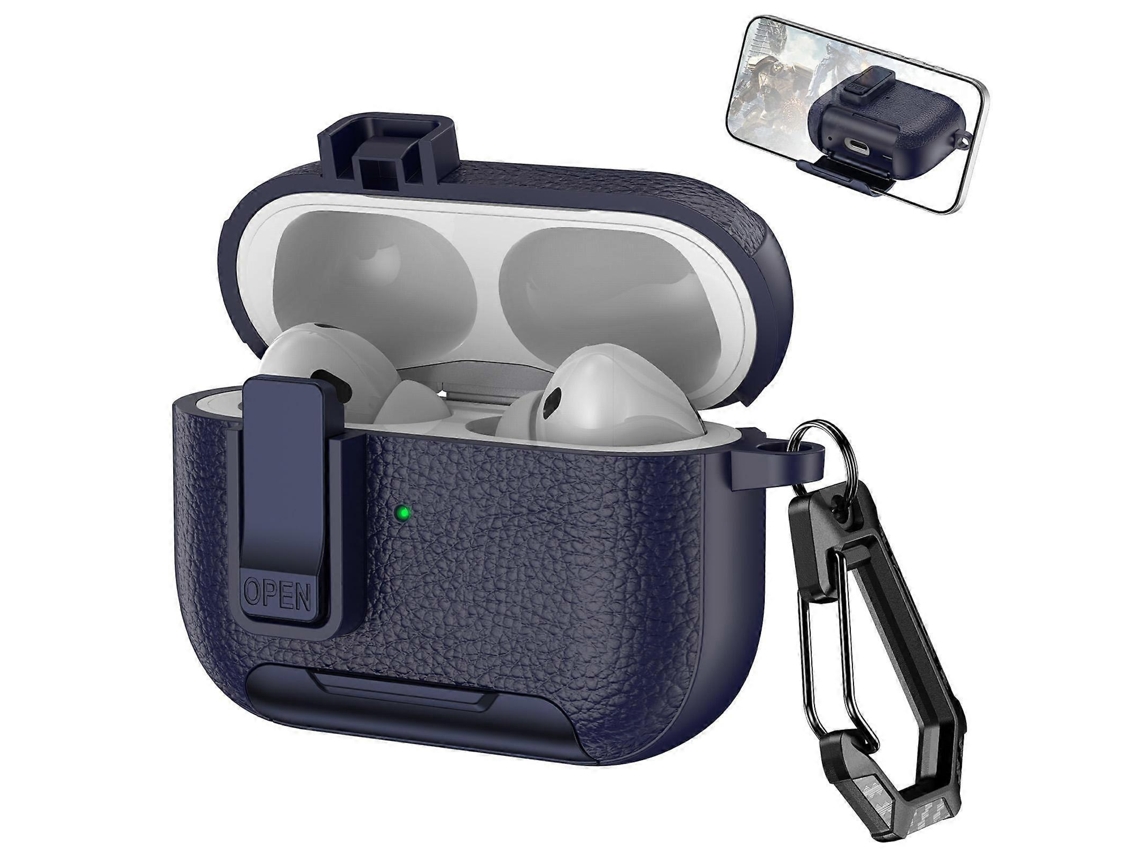 Capa Para Fones De Ouvido Sem Fio Airpods Pro Com Textura De Couro, Com Gancho E Suporte.
