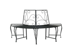 Vidaxl Banco De Árvore 4-número De Lugares 160 X 80 X 89 Cm Aço Preto