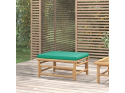 Vidaxl Apoio De Pés P/ Jardim Bambu C/ Almofadão Verde