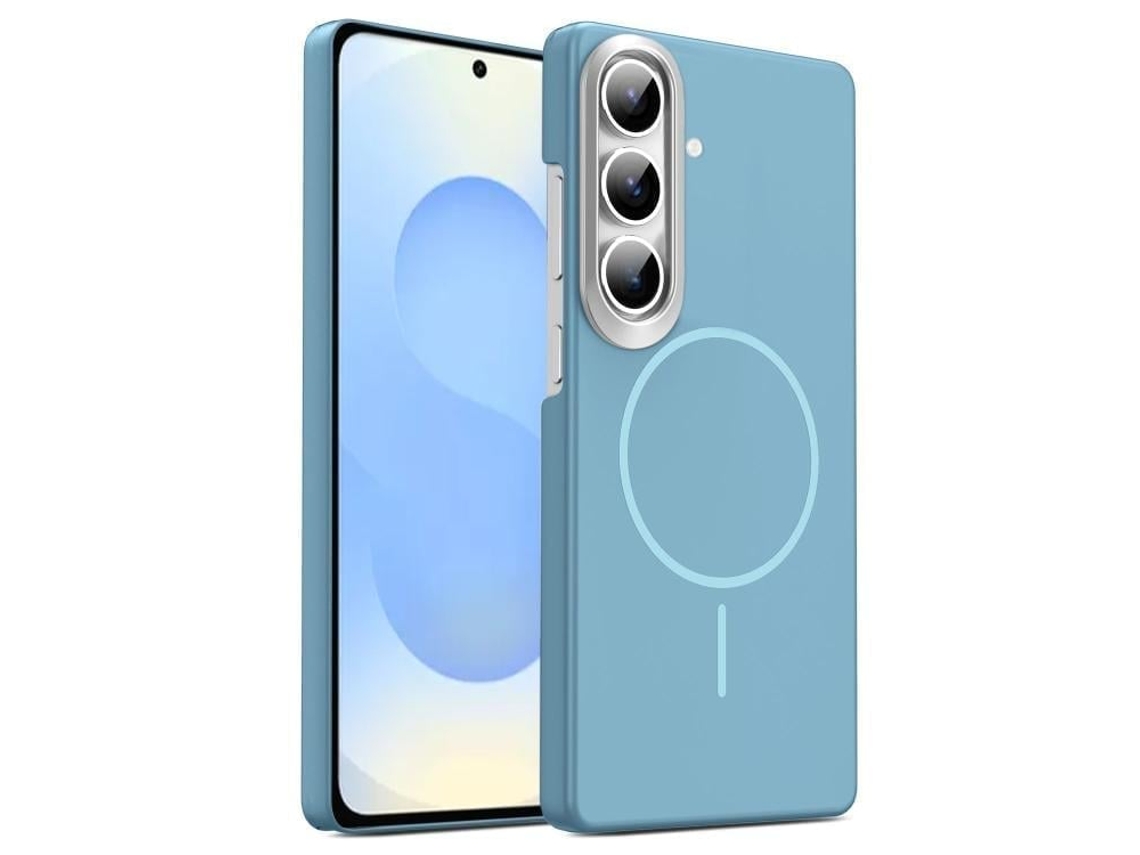 Capa Para Samsung Galaxy S25 5g Fina Circular Magsafe À Prova De Choque Dourada Em Policarbonato Azul Oceano