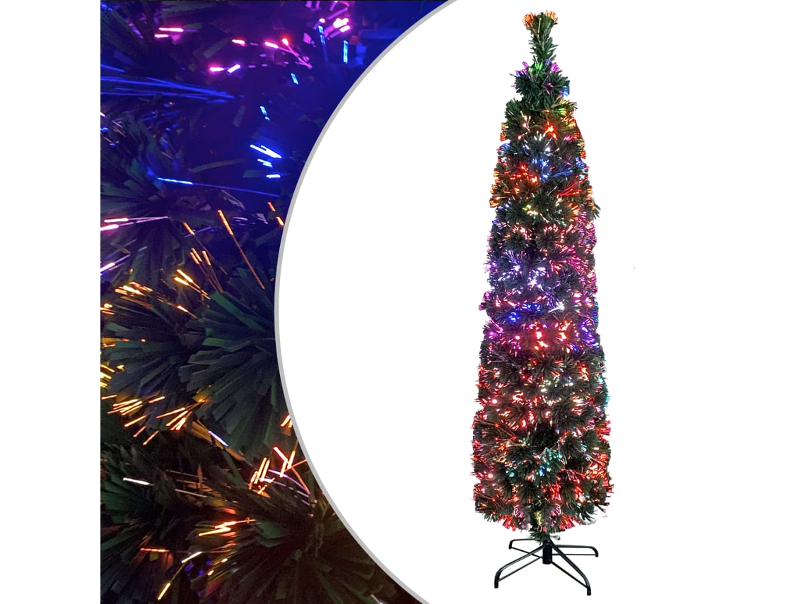 Vidaxl Árvore De Natal Artificial Fina C/ Suporte 150 Cm Fibra Ótica