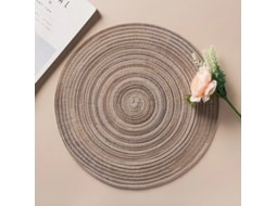 1 Toalha De Mesa De Linho E Algodão Para Mesa De Jantar, Conjunto De Chá Antiderrapante, Flor Redonda, Folha Mista Cáqui