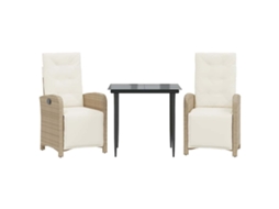 Conjunto 2 Conjunto De Bistrô Vidaxl Bege Vime Pe (80 X 80 X 74 Cm)