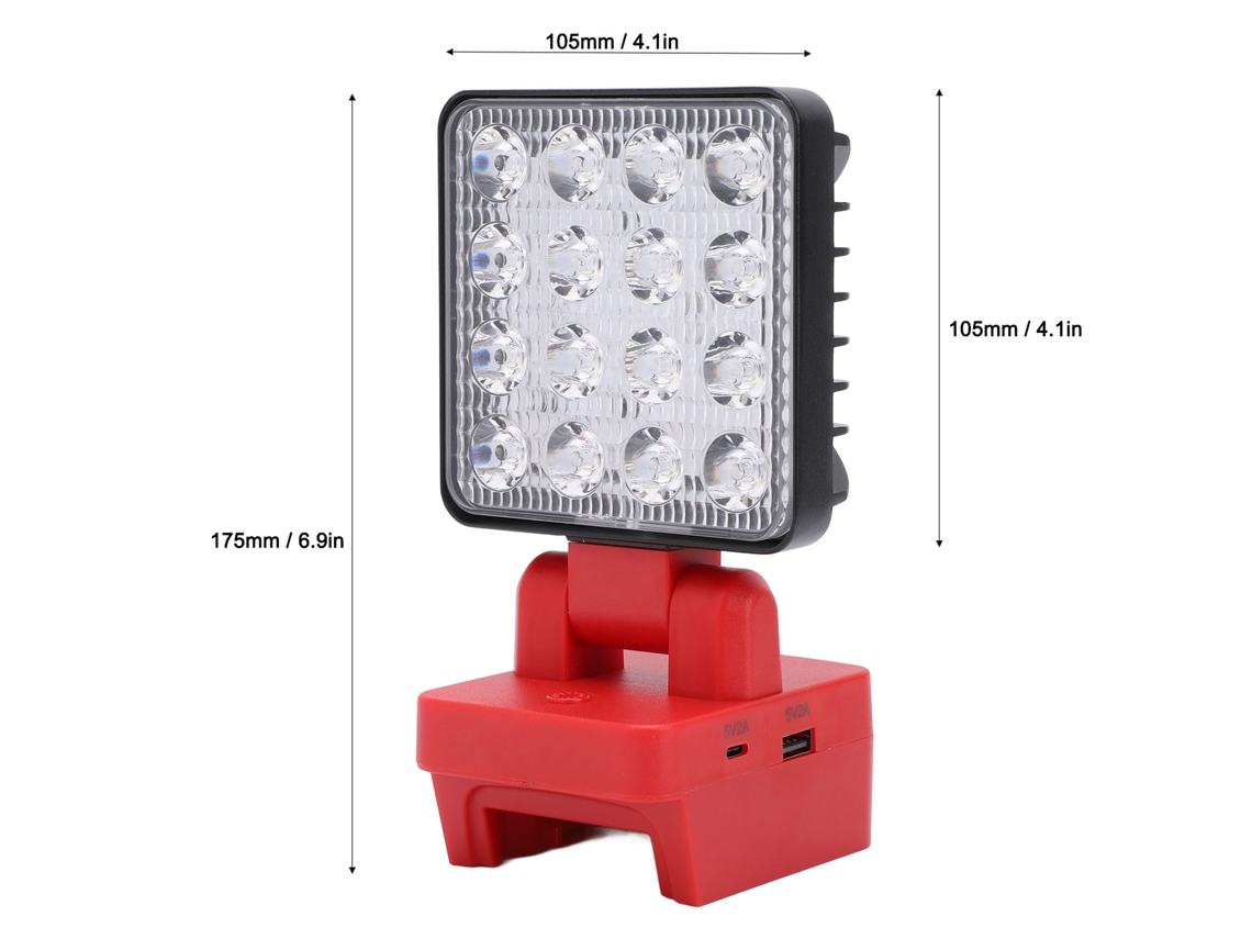 Lâmpada De Trabalho Led Portátil Laxiscreed Com Saída Usb Type C E Compatível Com Baterias De 18v