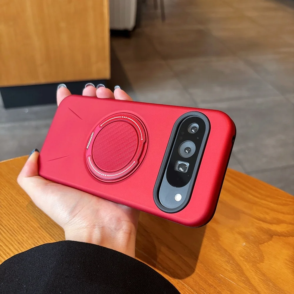 Capa De Celular Com Suporte Magnético De Metal (google Pixel 10 Vermelho), Resistente A Impactos.