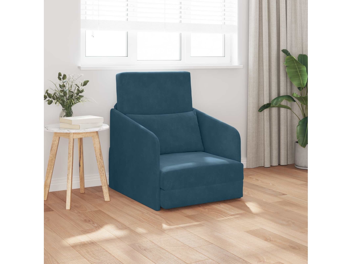 Vidaxl Sofá-cama Azul 65 X 80 X 83 Cm Veludo