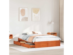 Vidaxl Estrutura Da Cama Com Gaveta Com Roda Marrom Cera 150 X 200 Cm