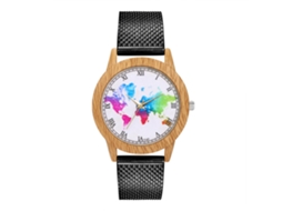 Reloj De Pulsera Analógico De Cuarzo Con Correa De Malla Colorida Para Mujer Y Hombre (negro)