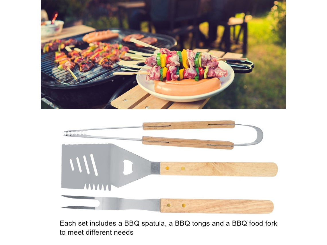 Lurelia Kit De Churrasco 3 Peças Aço Inoxidável Estojo Portátil Campismo