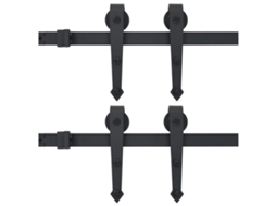 vidaXL Kits de ferragens para porta deslizante 2 pcs 200 cm aço preto