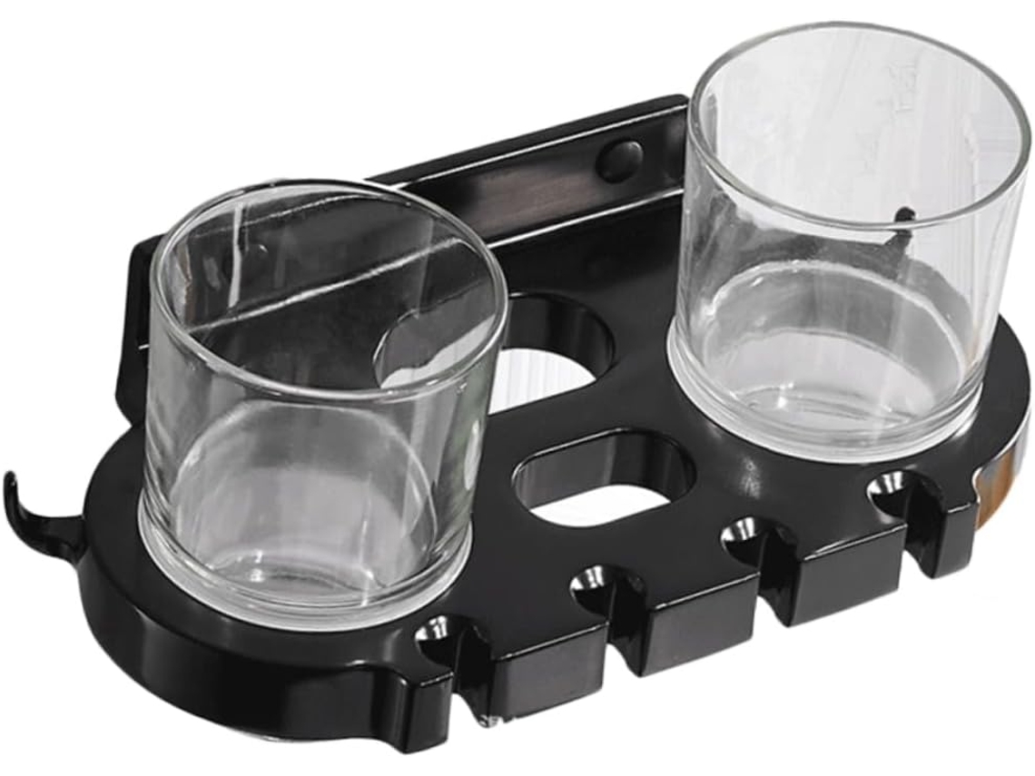 De Parede Para Escova De Dentes Em Alumínio Preto Com Suporte Duplo Para Copos E Ganchos Acessório Prático Para Gokoco
