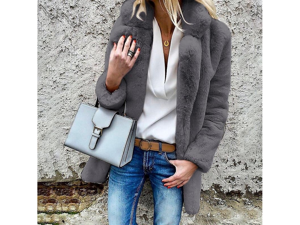 Fasst chaqueta de Mujer Abrigo Fluffy Hecha de Poliéster