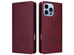 Capa Bloqueio Rfid Para Iphone 13 Pro Pele Sintética Anti-riscos Vermelho