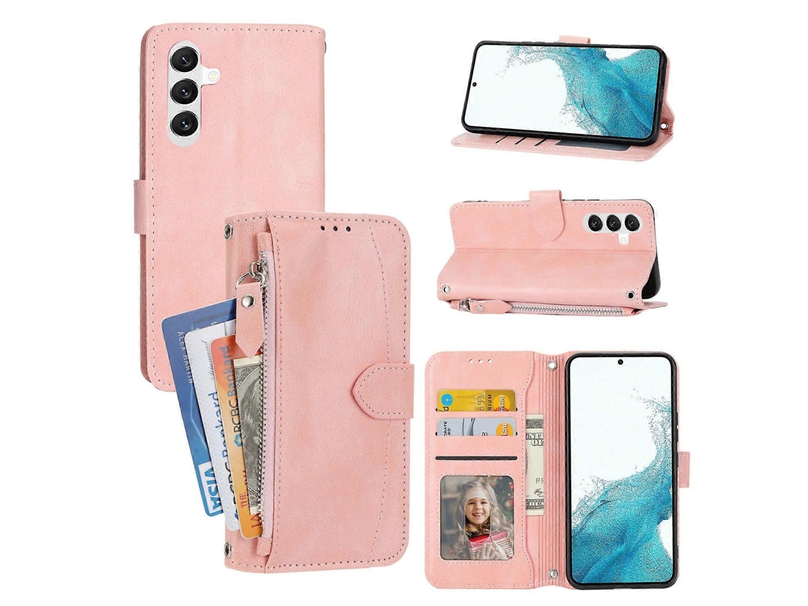 Capa Carteira De Couro Sintético Com Zíper Para Samsung Galaxy A54 5g