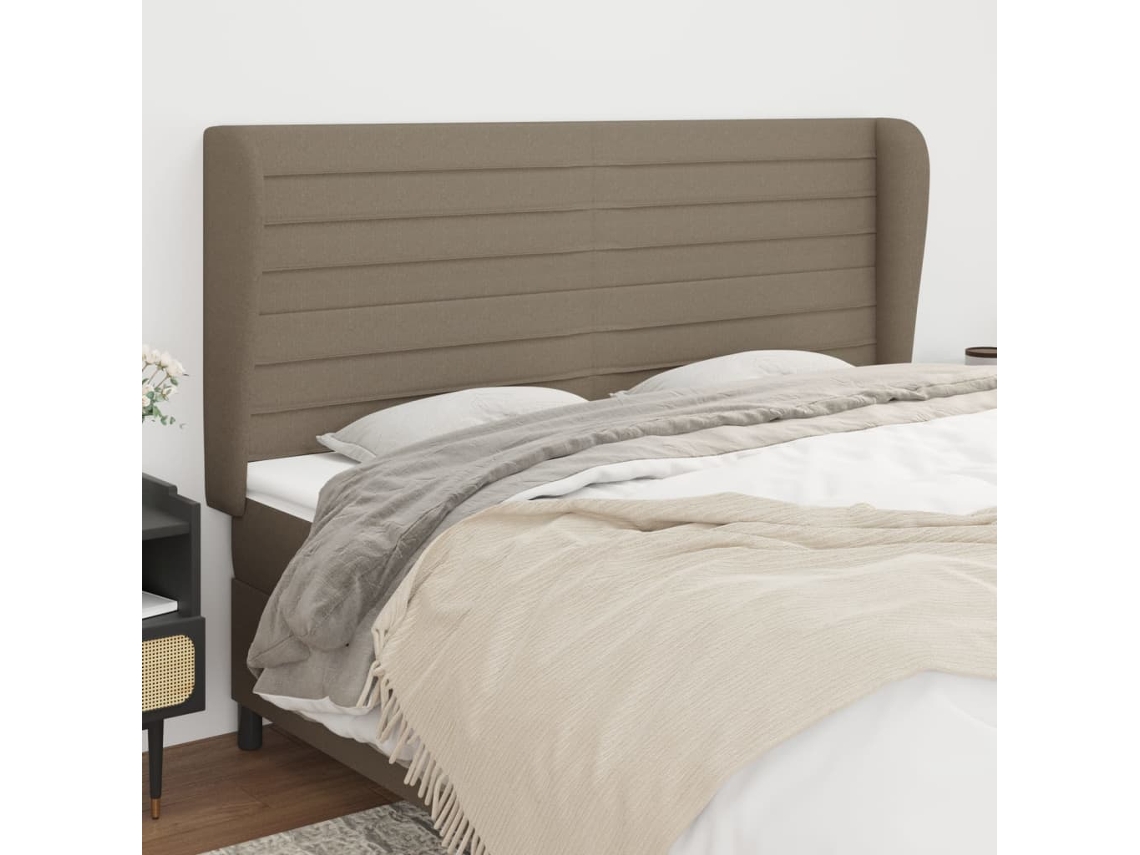 Cabeceira Cama Abas Tecido 203x23x118/128 Cm Cinza-acastanhado