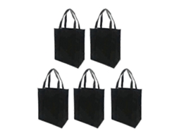 5pcs Tecidos Não Tecidos Saco de Compras Bolsa Dobrável Bolsa Dobrável para Compras Ao Ar Livre GOKOCO (preto, 30x25x10cm)