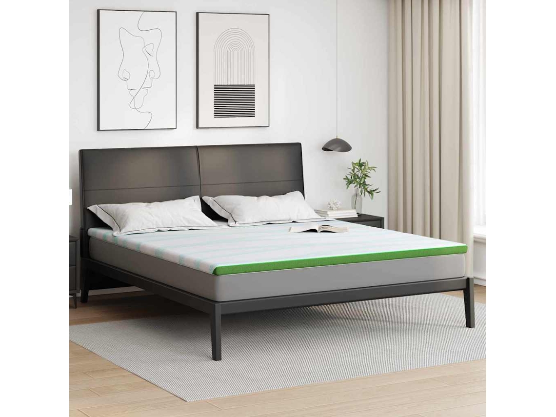 Vidaxl Topper De Colchão Branco E Verde 180 X 200 Cm Tecido Jacquard