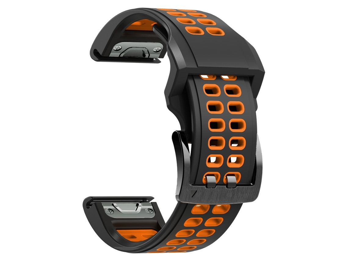 Bracelete de Smartwatch para Garmin Fenix 7 26mm de silicone de duas cores com furos de duas fileiras (preto laranja)