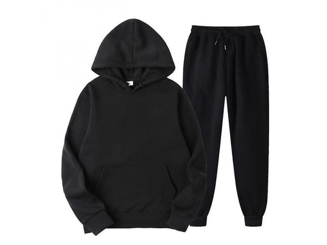 2026 conjunto de Chándal Con Capucha de Manga Larga para Hombre de Color Sólido Casual L Negro