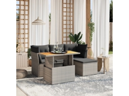 Vidaxl 6 Pcs Conjunto Sofás De Jardim Com Almofadões Vime Cinzento