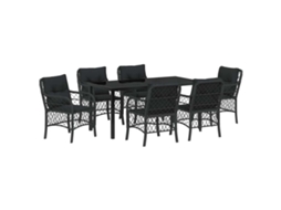 Maison Exclusive - Conjunto De Jantar Para Jardim Com Almofada 7 Pcs Preto Vime Pe