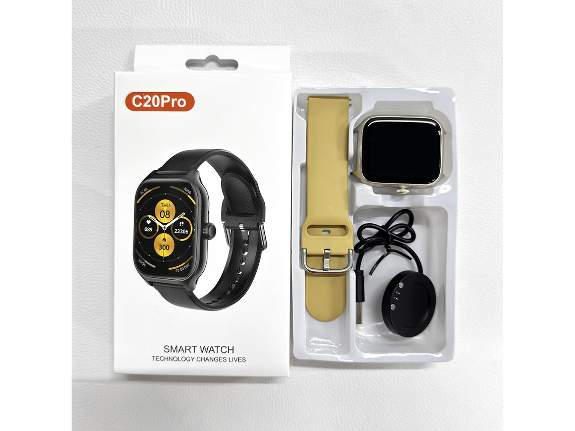 Relógio inteligente GTS4, Y13 com chamadas Bluetooth, monitoramento de saúde e frequência cardíaca, C20 Pro 1,73 polegadas em tecido (Cor da Pele)