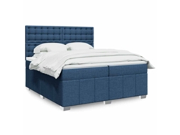 Vidaxl Cama Com Molas/colchão 200x200 Cm Tecido Azul
