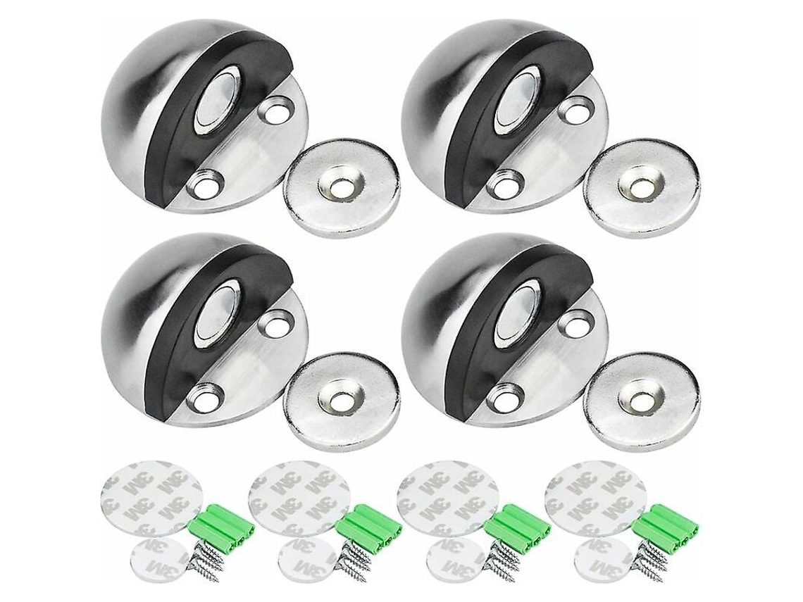 Topes de puerta magnéticos, acero inoxidable, con tornillos y adhesivo, 3m, protección puerta y pared | S/MARCA