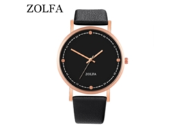 Reloj De Pulsera Para Mujer De Moda Con Correa De Pu Dial Redondo Display Analógico Cuarzo Negro