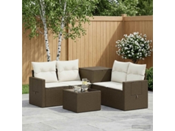 Vidaxl Conjunto De Sofás 6 Unid. Marrom E Branco Creme