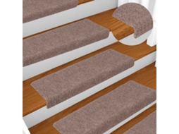 Vidaxl Tapetes De Escada Autoadesivos 5 Peças 65x21x4 Cm Castanho Claro Com Borda Retangular