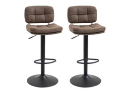 Conjunto de 2 Banquetas de Bar Vintage Estofadas Giratórias, Ajustáveis com Apoio para os Pés Revestimento Sintético Marrom CHEZMOI