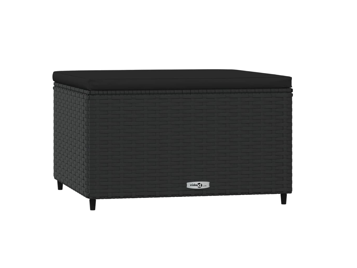 Maison Exclusive - Apoio De Pés Para Jardim Com Almofadão Vime Pe Preto