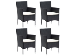 Cadeiras De Jantar Para Jardim 4 Pcs Vime Pe Preto Dkd Home Decor