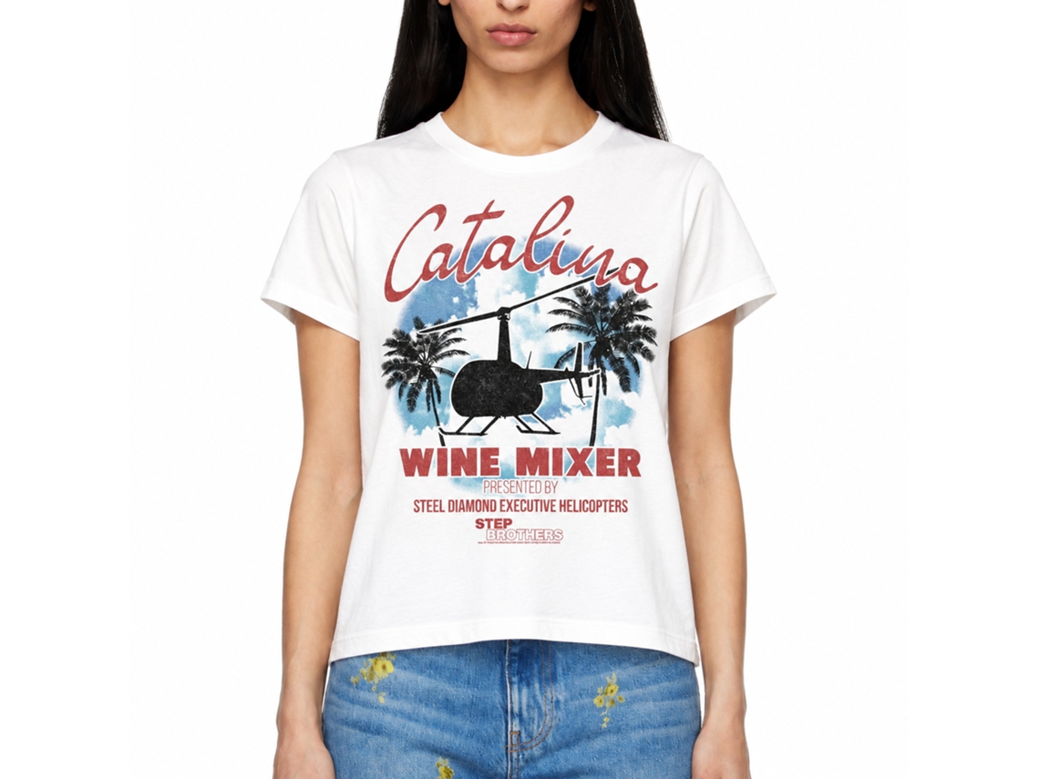 Rockinstone Step Brothers Movie Catalina Wine Mixer White Adult T-shirt Size:l