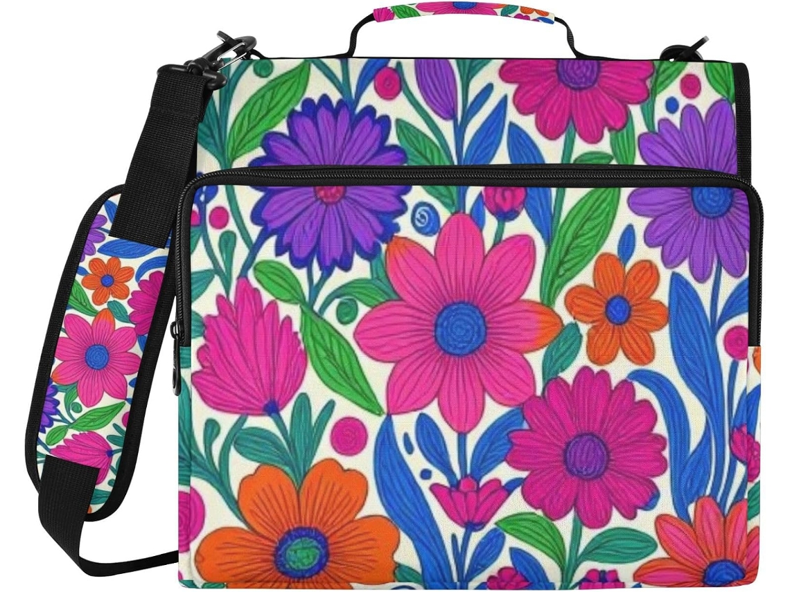 Arte Popular Mexicana, Herança Otomi Bordado Floral Padrão 00001_00004, Arquivo de 3 Argolas com Data Escolar